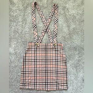 HOLLISTER Plaid Preppy Punk Suspender Mini Skirt Schoolgirl Pink XS